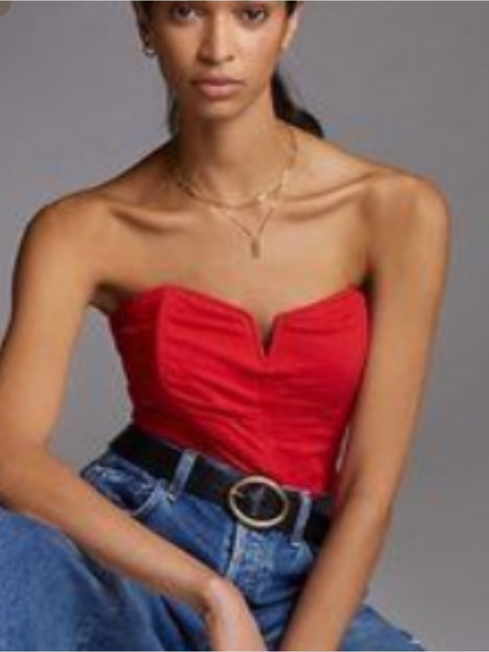 Anthropologie Porridge Strapless Bustier Top Red Size Med Y2K - Picture 1 of 6